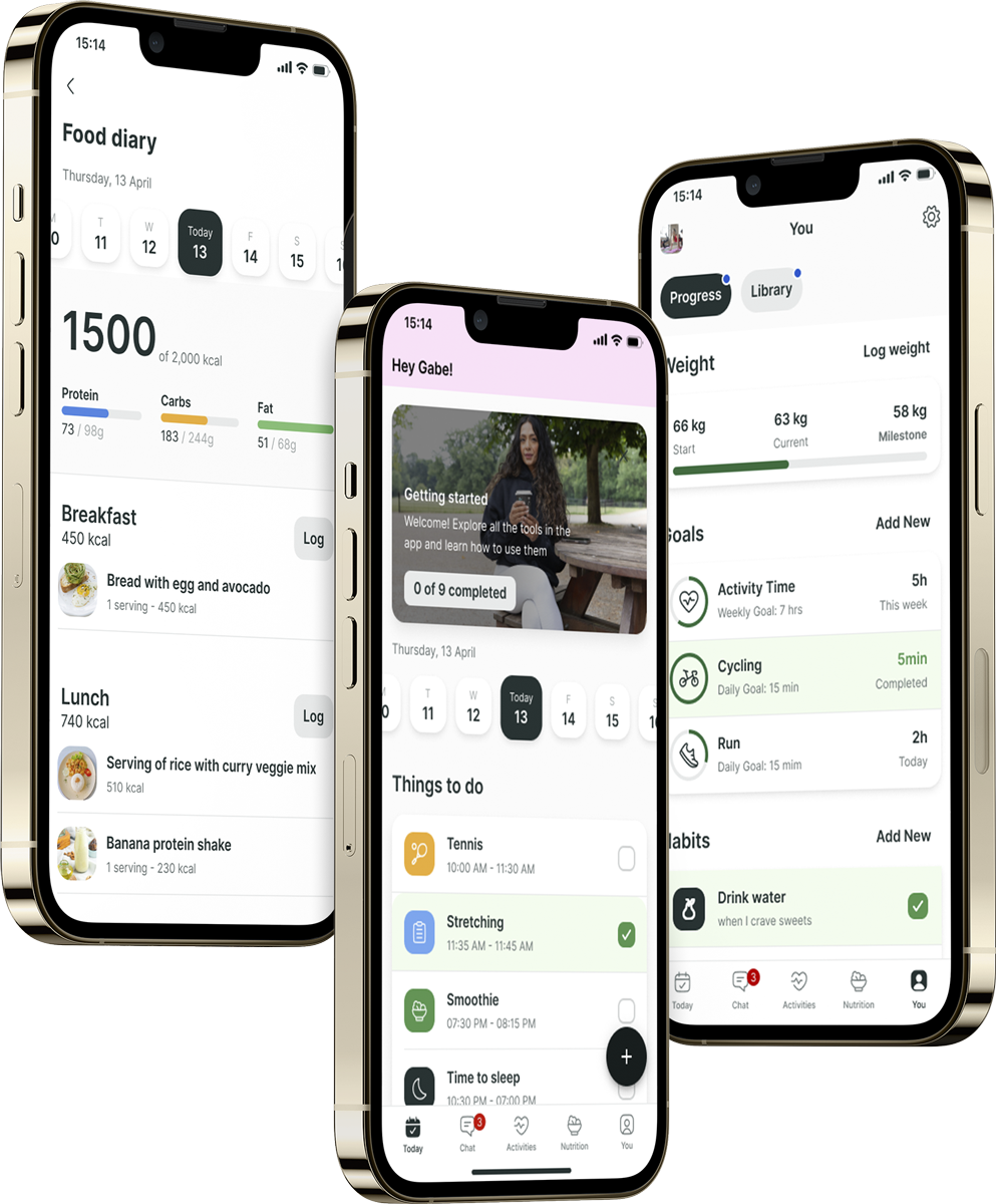 A mockup of the coaching app showcasing the features.